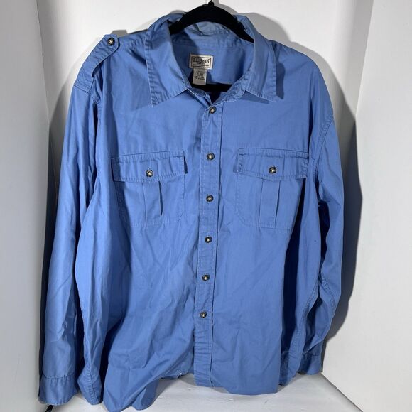 L.L. Bean Other - LL Bean Long Sleeve Blue Button Down Double Breasted Casual Shirt Men's XL Reg